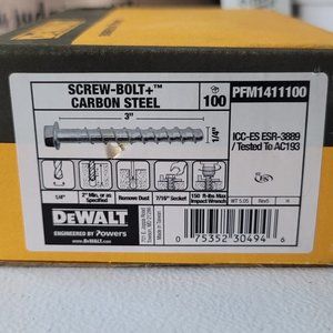Dewalt Powers Fasteners PFM1411100 Screw-Bolt + Carbon Steel 1/4" x 3", 100/Box